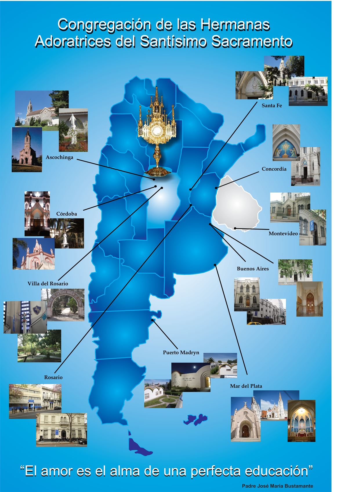 Mapa de las Casas de la Congregación en Argentina y Uruguay